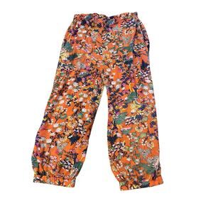 Anthropologie Orange Floral Iris Harem Wide-Leg Pants Size S BohoChic Festival